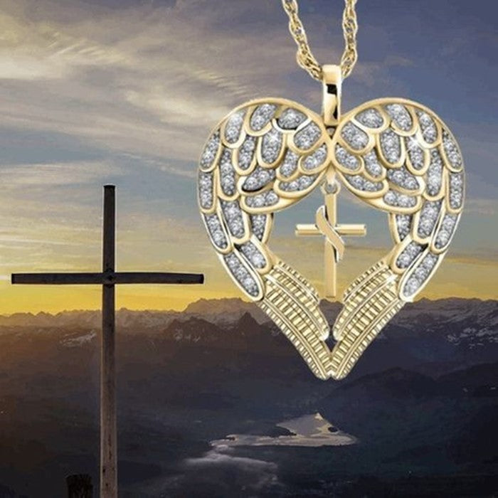 Wholesale Angel Wings Hollow Out Cross Metal Necklaces